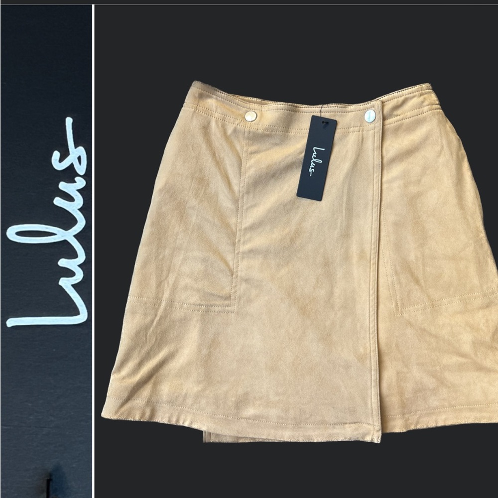 Lulus Let’s Wrap It Up Tan Suede Wrap Mini Skirt | Tan | Women’s XS